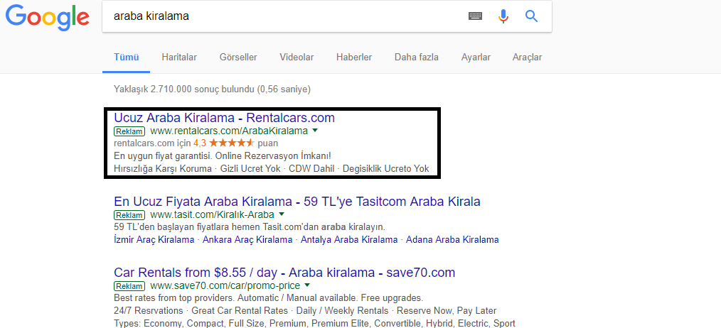 adwords tıklama oranı