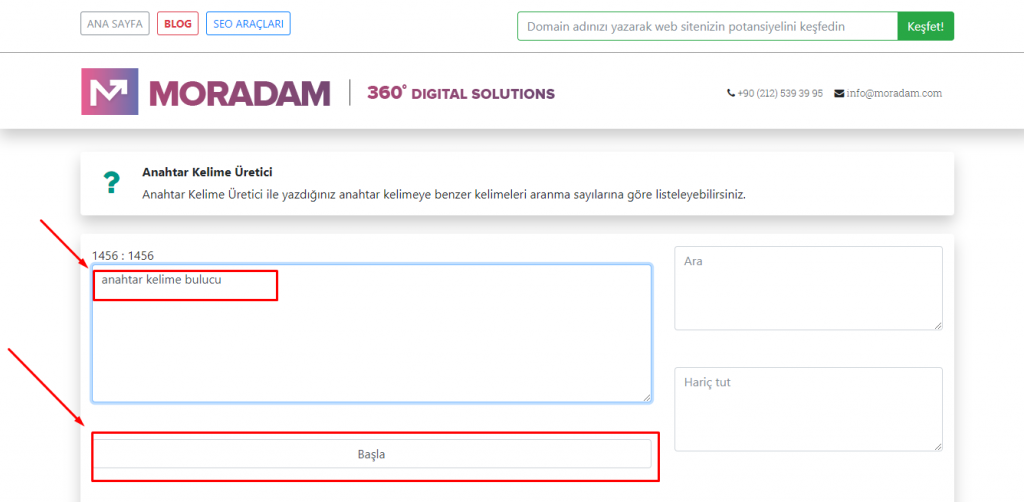 moradam anahtar kelime üretici