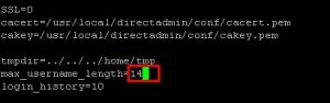 DirectAdmin Max Username Length 