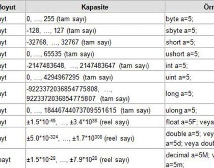 C# Değişken Tipleri Nelerdir?